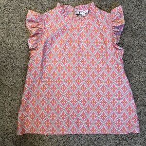 THML Sterling Top - Pink and Yellow Ruffle Sleeve Top